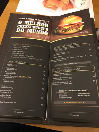 Cardápio 23/07/17 - Picture of Madero Burguer & Grill, Sao Paulo -  Tripadvisor