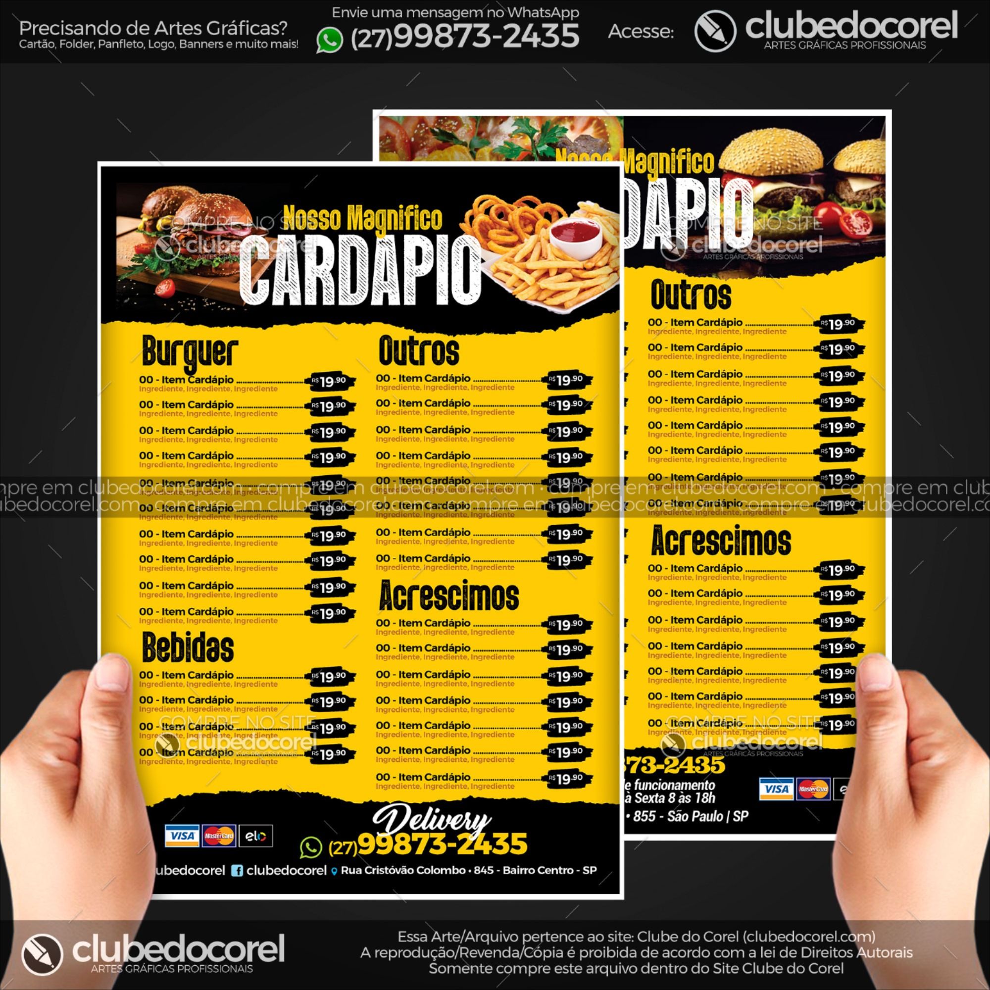 Cardápio Lanchonete #04 - Hamburguer Gourmet (CDR e PDF) | Clube do Corel | Cardápio  lanchonete, Hambúrguer gourmet, Projeto do menu