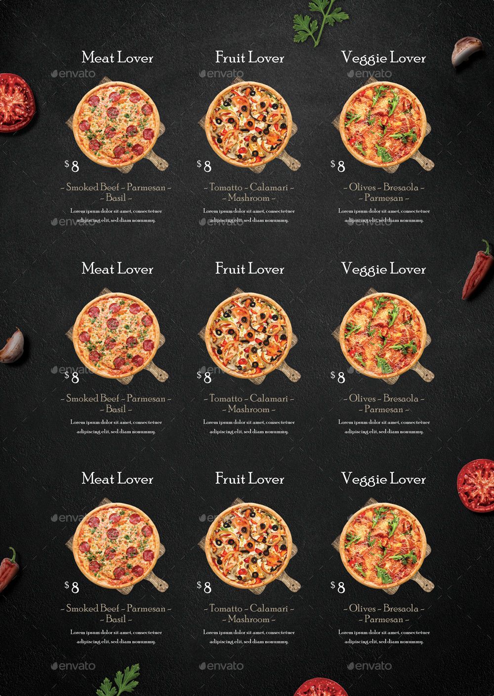 Rustic Pizza Menu - Flyer | Pizza menu design, Pizza menu, Rustic pizza - pizza hut cardápio