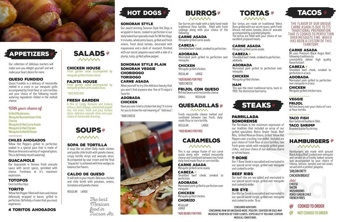 BK Carne Asada & Hot Dogs 1st Ave. menu in Tucson, Arizona, USA - bk cardápio
