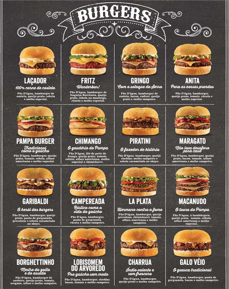 Receitas, Cardápio de hambúrguer, Cardapio de sanduiches - cardapio burger king