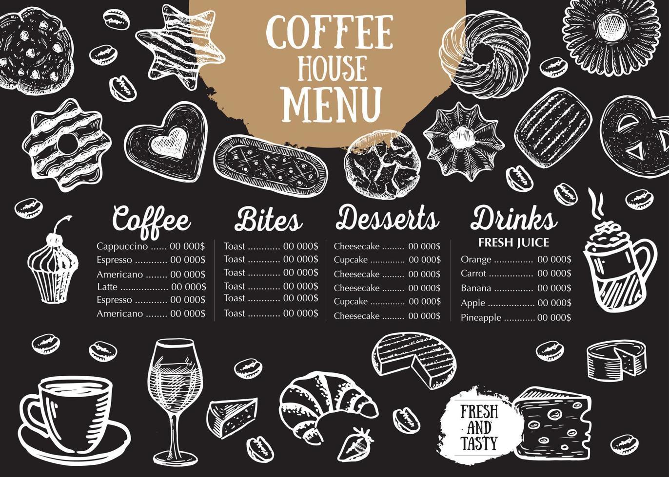 cardápio do café. menu de café do restaurante, design de modelo. panfleto  de comida. 7463833 Vetor no Vecteezy