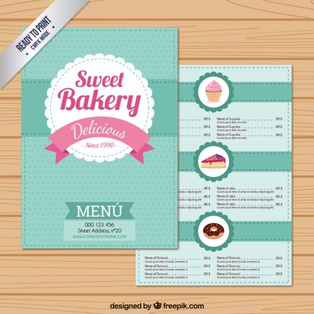 Free Vector | Sweet bakery menu template | Modelos de menu, Cardápio da  padaria, Modelos de cardapio - cardapio de confeitaria