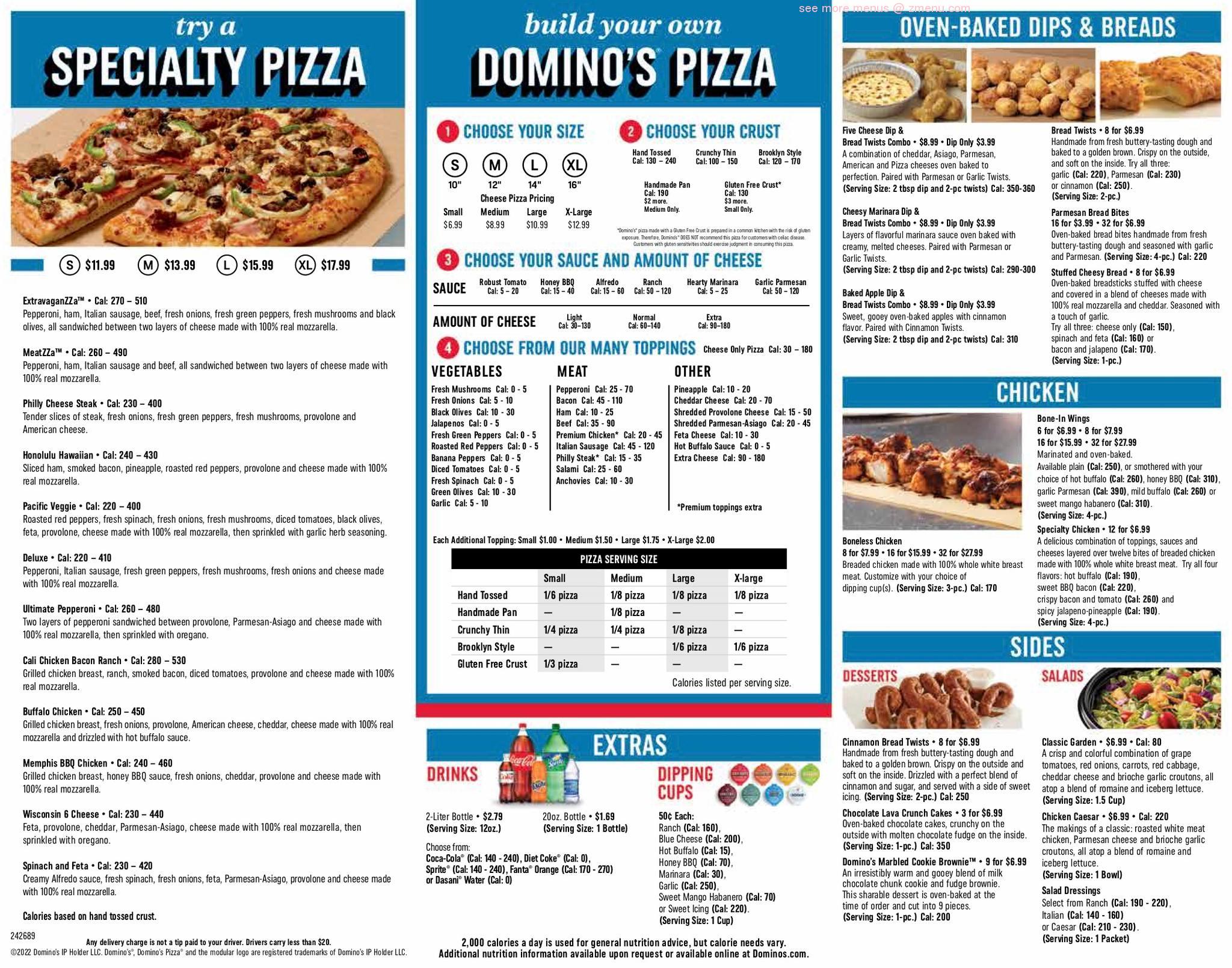 Online Menu of Dominos Pizza Restaurant, Orlando, Florida, 32819 - Zmenu - dominos cardapio
