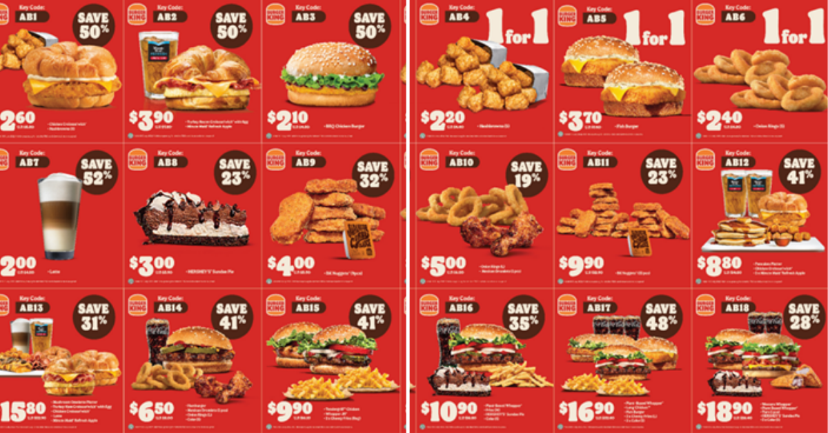 Burger King Now Offering 24 Coupons With Savings Of Up To 52% From Now Till  July 3! - Singapore Foodie - cardápio burger king