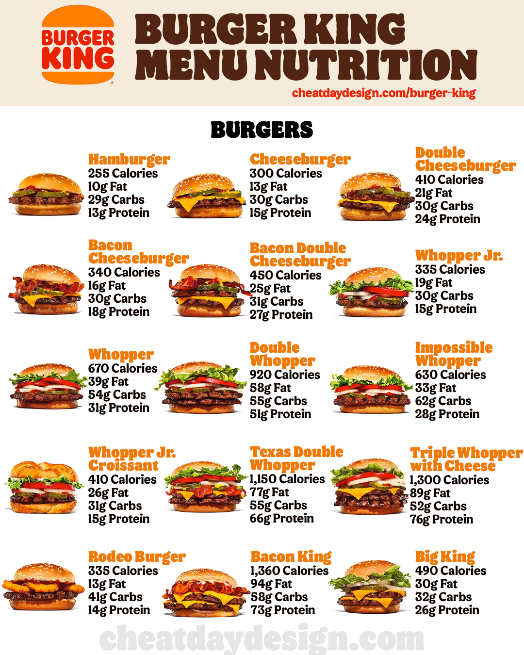 Burger King Full Menu Calories & Nutrition [2022 Update] - bk cardápio