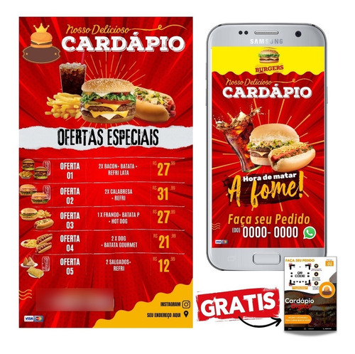 Cardápio Lanchonete/hamburgueria | Menu 100% Editável+ Bônus | MercadoLivre - cardapio de lanchonete