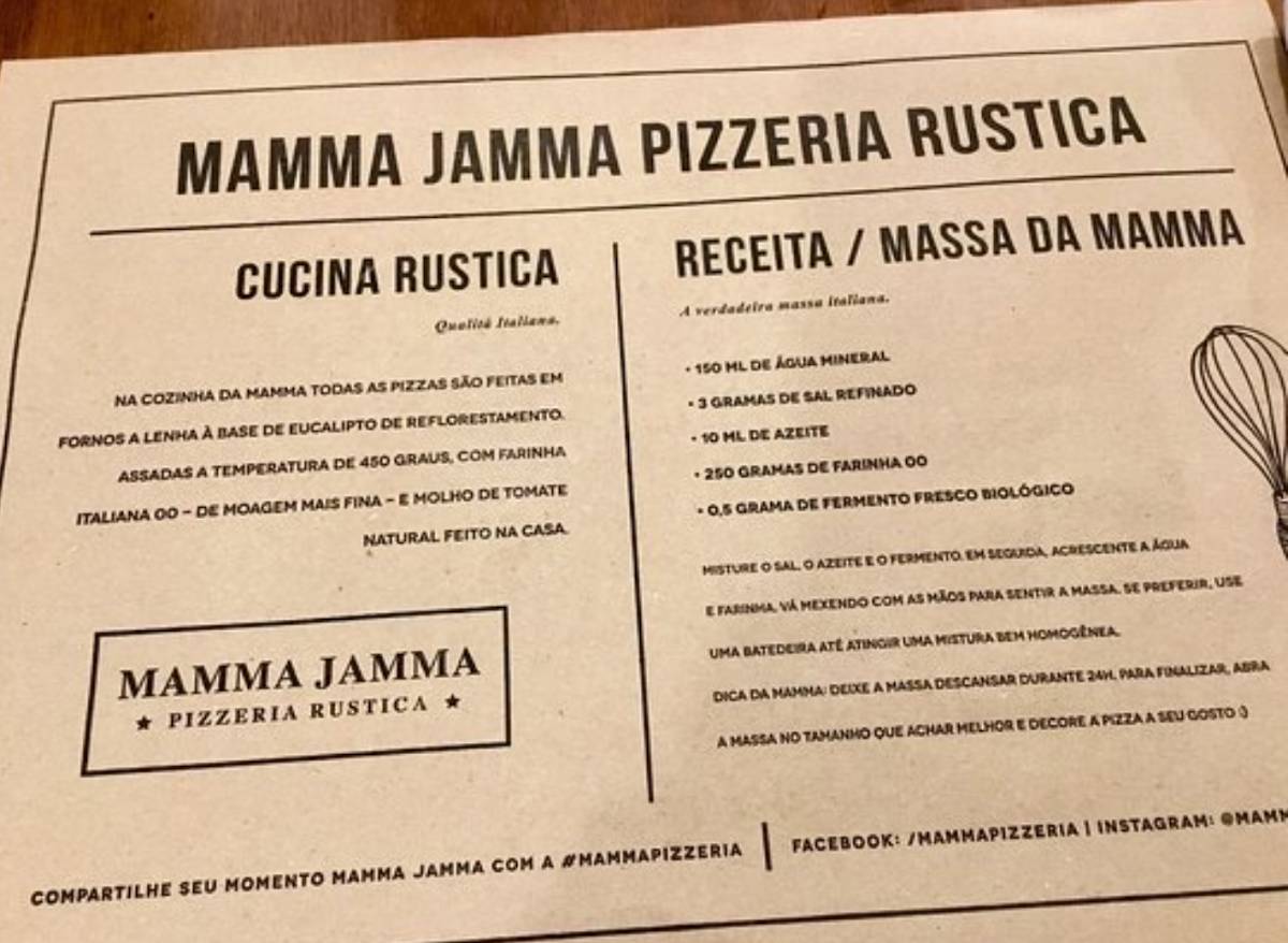 Menu em Mamma Jamma CasaShopping pizzaria, Rio de Janeiro, Av. Ayrton Senna - mamma jamma cardápio