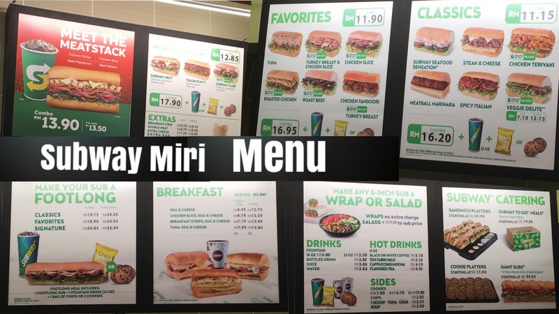 SUBWAY Menu (including prices) in Miri City, Bintang Megamall - Miri City  Sharing - cardapio subway