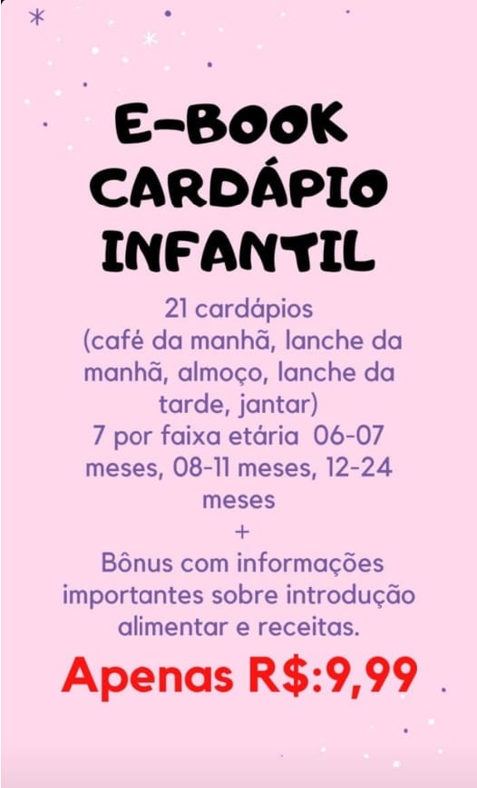E-book de cardápio infantil 06-24 meses - Fabiane Carvalho de Santana |  Hotmart