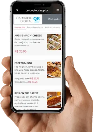 Cardápio Digital para restaurante, cafés, bistrô, hamburgueria