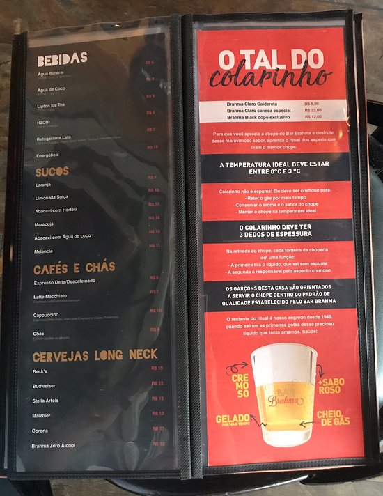 Cardápio - Picture of Bar Brahma, Sao Paulo - Tripadvisor - cardapio bar
