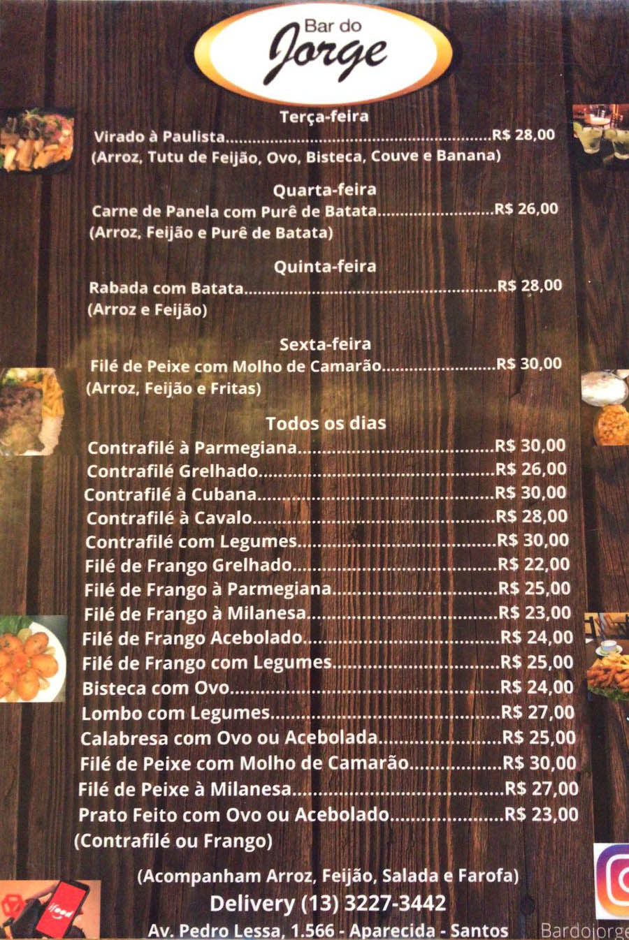Restaurante em Santos | Bar do Jorge Oficial | Aparecida - cardapio restaurante