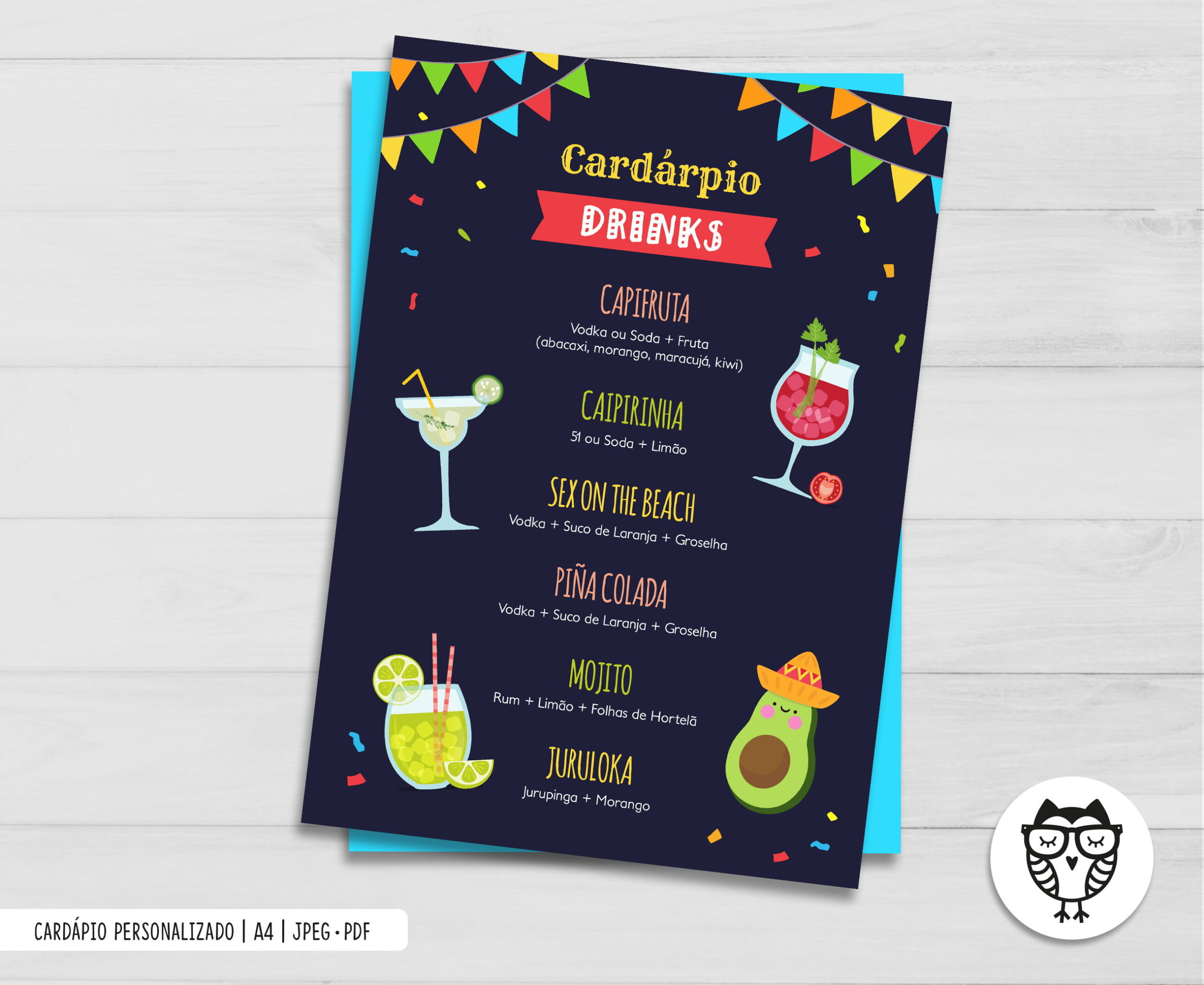 Cardápio Drinks Festa Mexicana no Elo7 | Coisas da Eli (D1900A) - cardapio de drinks