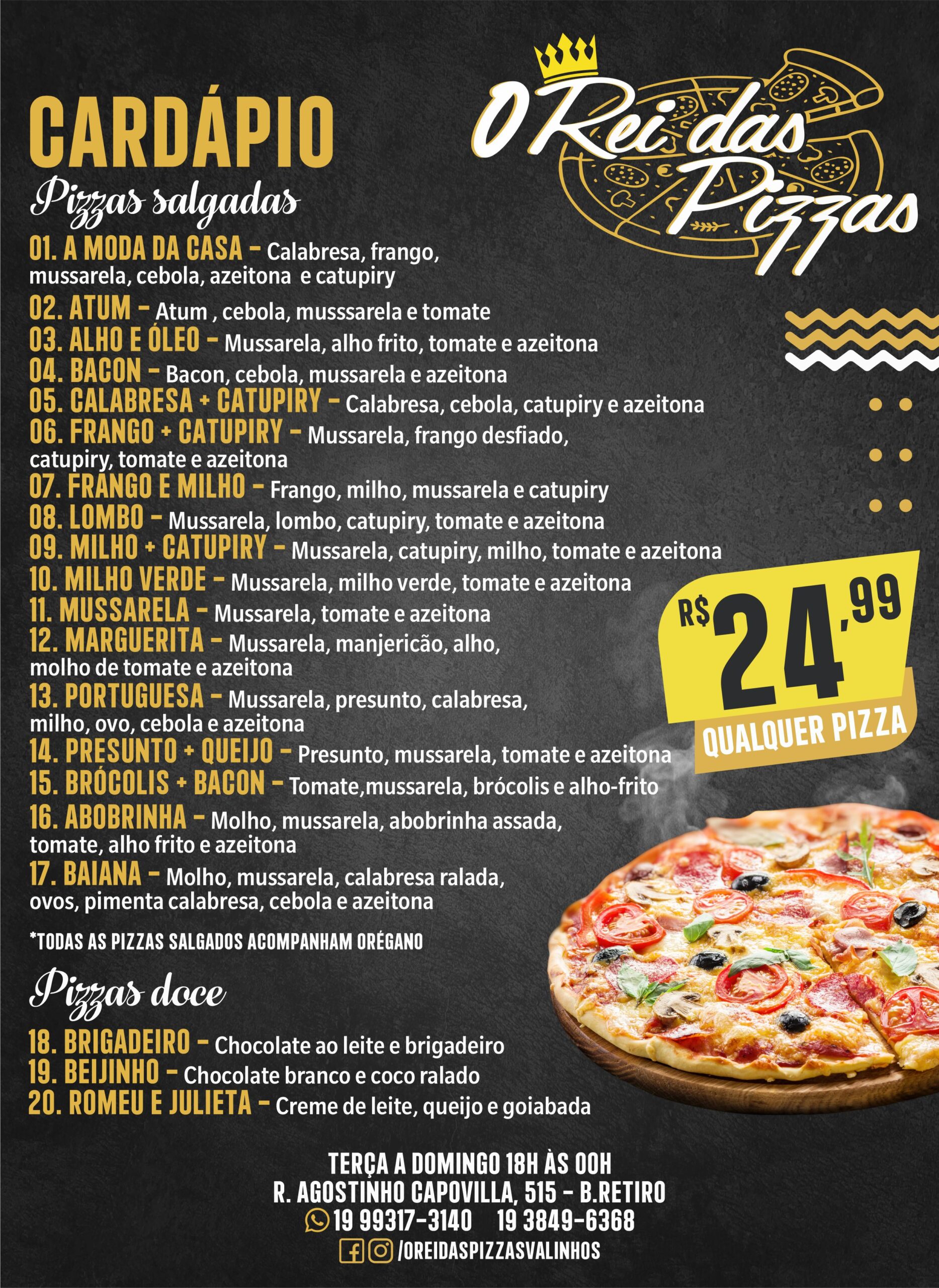 Pizzaria || Lista Total - cardapio pizza