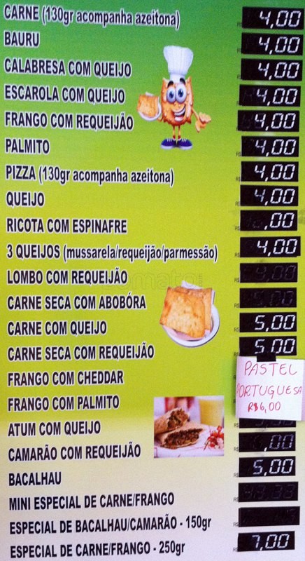 Pastel de Feira em São Paulo Cardápio - cardapio de pastel