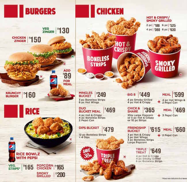 menu Kfc | Kentucky fried chicken menu, Food menu design, Fast food menu - cardapio kfc