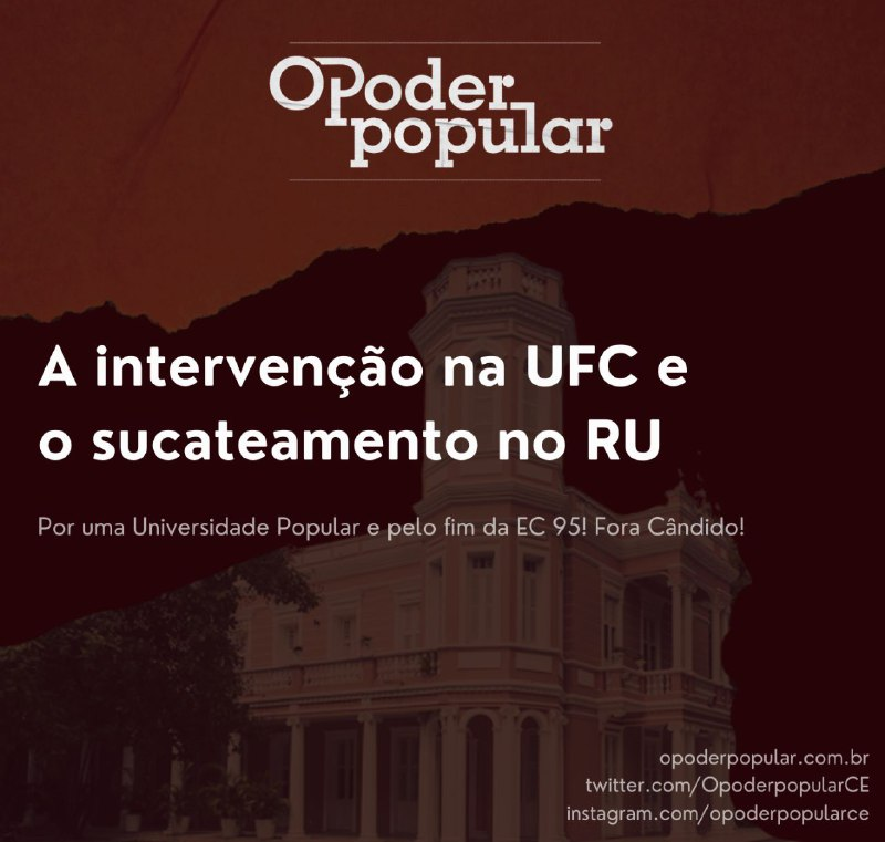 A intervenção na UFC e o sucateamento do RU - cardápio ru ufc