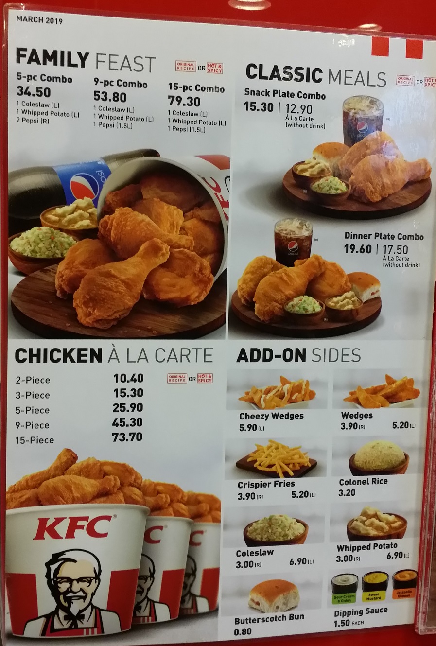 KFC Menu in Malaysia | 2019 - Visit Malaysia - cardapio kfc