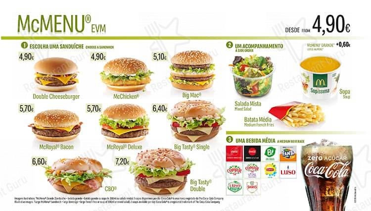 Menu em McDonald's - Aeroporto T1 restaurante de fast food, Lisboa,  Aeroporto de Lisboa - cardápio mcdonald's preços 2021