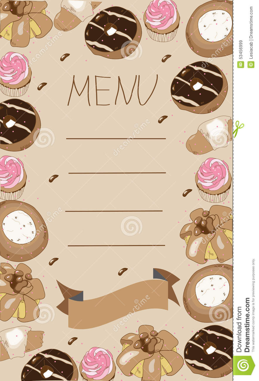 Menu Com Pastelarias, Bolo Do Fundo, Filhós, Queque Ilustração do Vetor -  Ilustração de fundo, feriado: 53456999 - fundo para cardapio de bolos