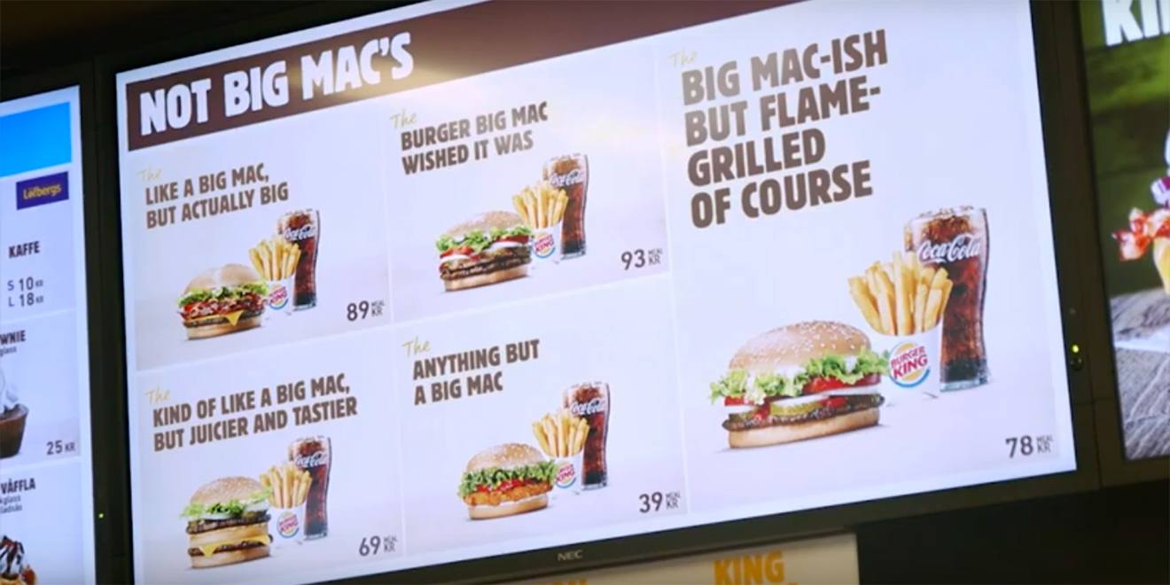 Na Suécia, Burger King tira sarro do cardápio do McDonald's depois da rival  perder licença do Big Mac • B9 - cardápio mcdonald's