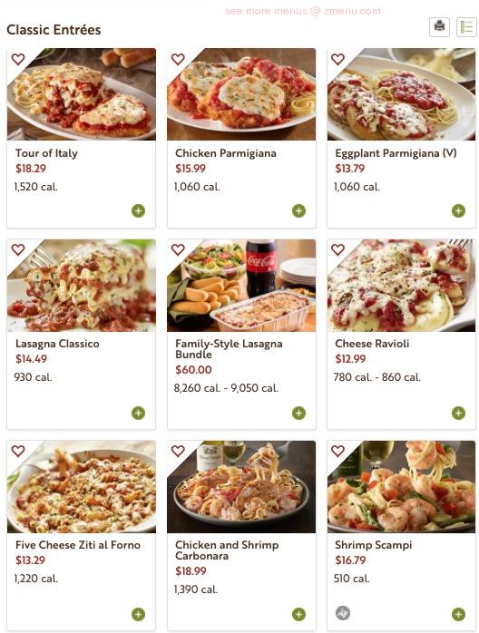 Online Menu of Olive Garden Italian Restaurant Restaurant, Hammond,  Louisiana, 70403 - Zmenu