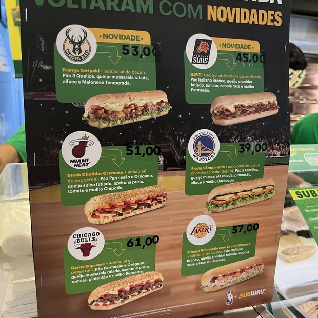 Com preços entre R$ 39 e R$ 61, sanduíches do Subway viralizam nas redes -  Época Negócios | Empresa - subway cardápio