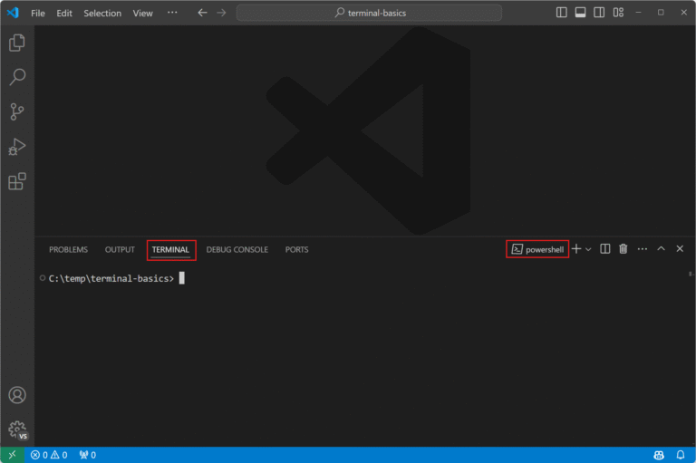 como abrir um terminal no vscode