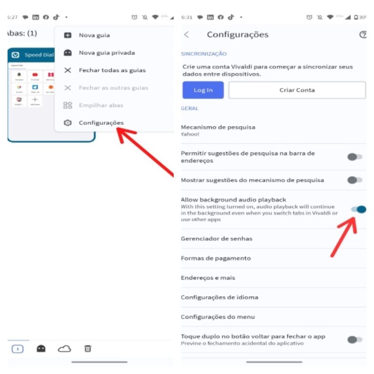 como abrir youtube em segundo plano